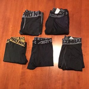 Compression Shorts Set of 5 Nike and Under Armour